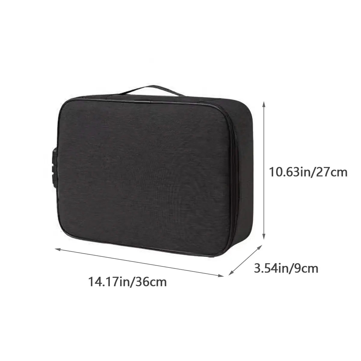 Black Document Organizer Briefcase 3-Layer Folder Holder Men's Women's Bag Cover Purse Passport Home Safe Functional File Storage Case