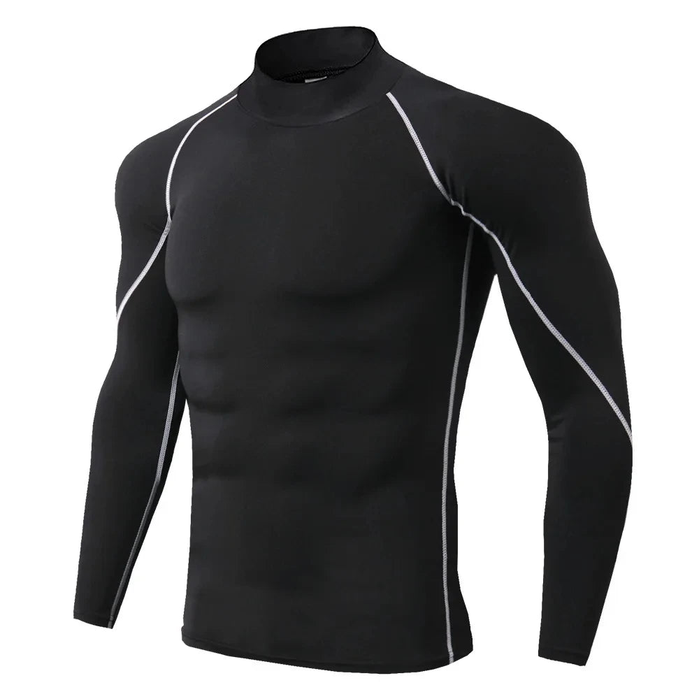 NEW Arrivals S-4XL Plus Size Men Sport T-Shirt Quick Dry Bodybuilding Running Cycling Shirt Long Sleeve Compression Top Gym T-Shirt Men Fitness Tight Blouse Sports Apparel Supplies