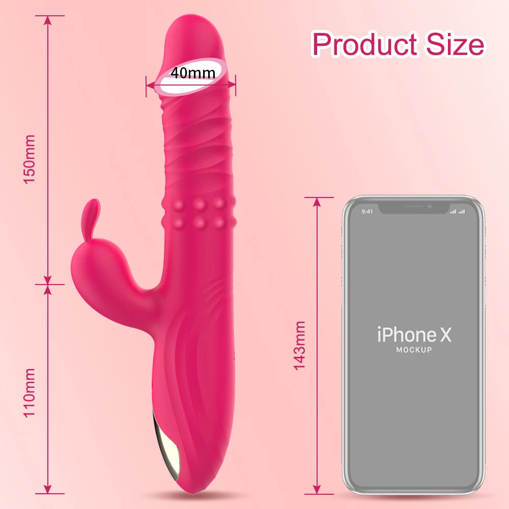 Rabbit Vibrator Telescopic Vibration G Spot Clitoris Stimulator Dildo Vibrators Female Nipple Masturbation Sex Toys for Women
