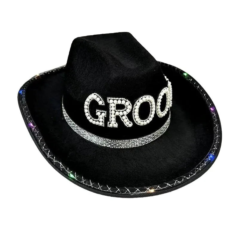 NEW Arrivals Bride Cowboy Veil Hat Country Western Barn Space Disco Wedding Cowgirl Bach Bachelorette Hen Party Bridal Shower Decoration Gift