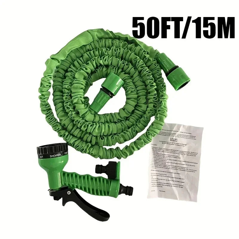 NEW 50FT Green Expandable High-Pressure Magic Hose 7 Water Spraying Functions Gun Durable Materials Home Garden Watering Tools Home Outdoor Garden Tools