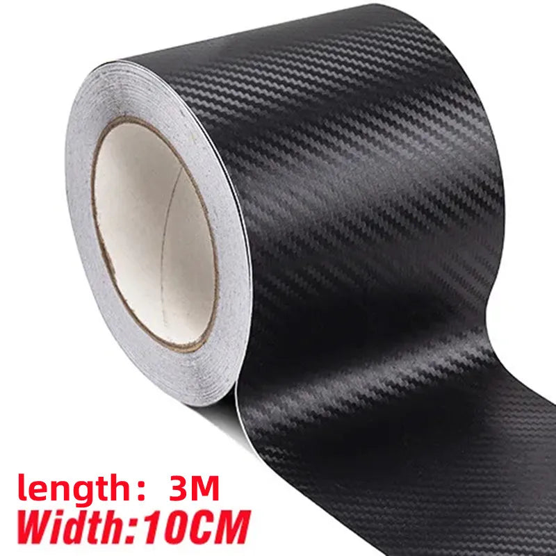 NEW Arrivals 10CMx3M 3D Nano Carbon Fiber Car Bumper Door Guard Protection Film 3M Car Door Sill Protector Sticker Black Waterproof Anti Scratch Tape Car Accessories