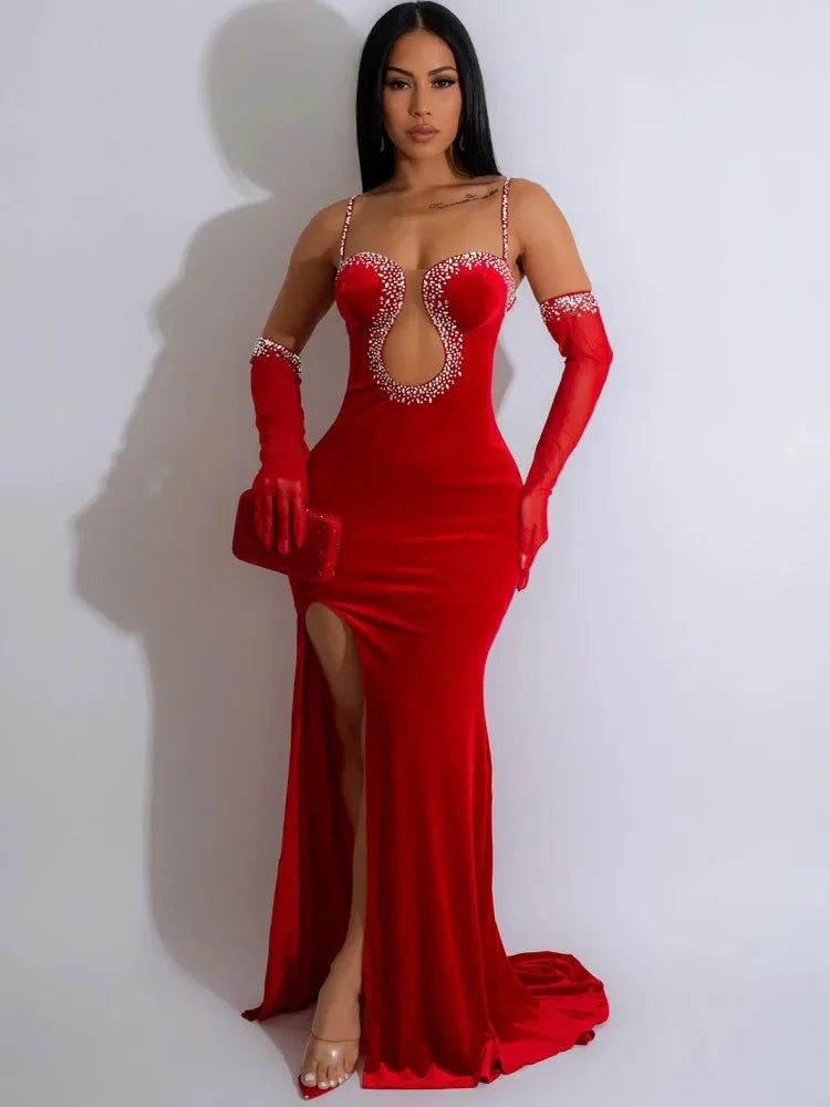 New Arrivals Velvet Rhinestones African Dresses For Women Femme Dashiki Africa Maxi Dress African Clothes Dashiki Ankara Dresses Ladies Luxury Fashion Clothing Supplies