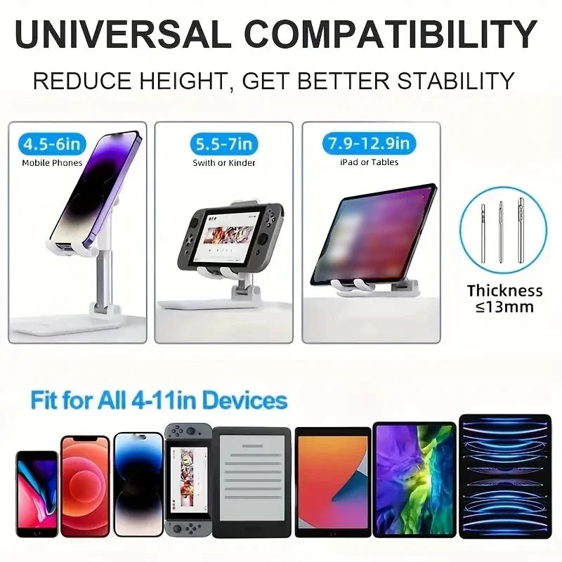NEW Arrivals Black/White Color Desktop Mobile Phone Tablets Holder Stand For iPhone iPad Xiaomi Adjustable Desktops Tablet Holder Universal Table Mobile Phone Stand