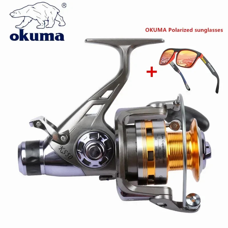 Original OKUMA Metal Wire Cup Professional Japanese High Speed Fishing Spinning Lightweight Reel 20KG9+1BB Front and Rear Brakes for Long-Distance Sea Boat River Lakes Fishing Vessel 3000-6000