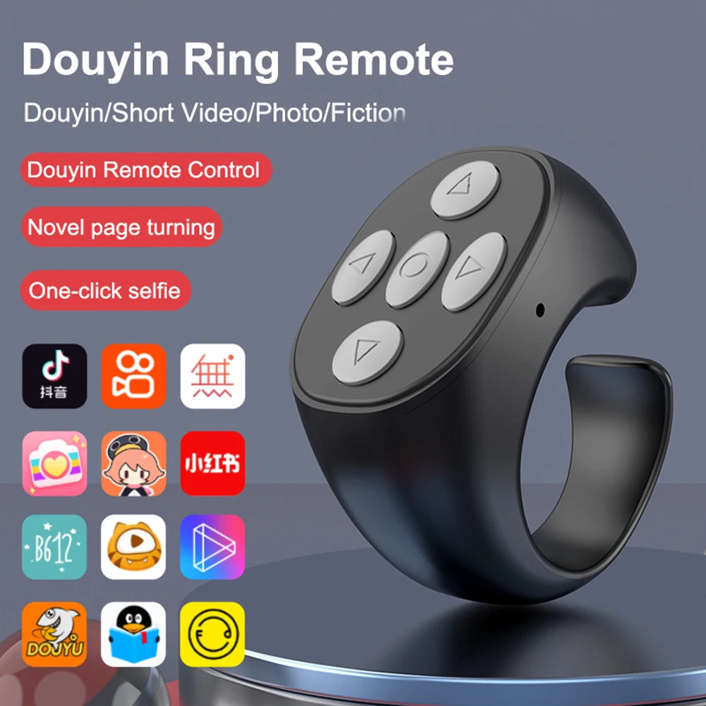 NEW Arrivals 3 Colors For TikTok Ring Bluetooth Remote Control Fingertip Selfie Video Controller Automatic Page Turner Browsing Ring Mobile Phones Accessories