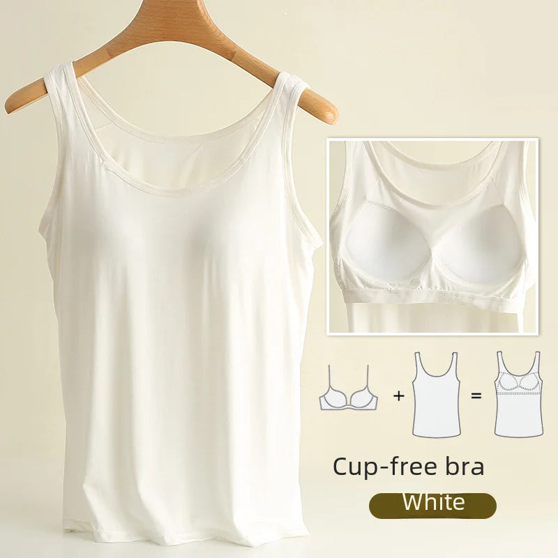 NEW BRAND M(37-50KG 3XL(75-90KG) Modal Women Vest Chest Pad Strap Thin Fit Bra One-piece Base Shirt Breathable Comfortable Back Beauty Cotton Pad