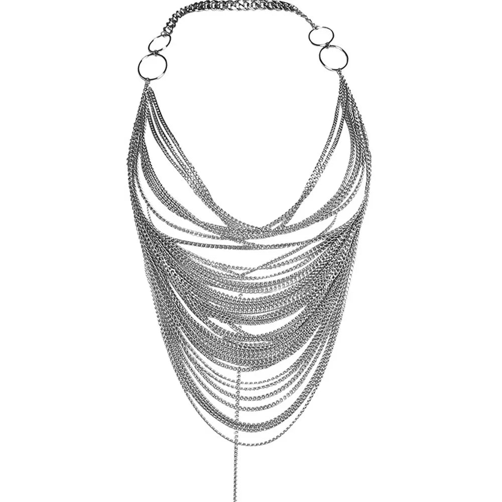 Gold/Silvery Color Backless Women's Sexy Tanks Tops & Camisole Metal Chain Tassel Top Y2k Clothes Halter Neck Sexy Tops Sexy Woman Clothing Crop T-Shirt Cami