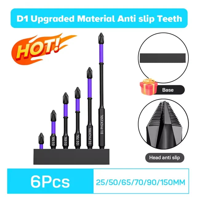 NEW Arrivals 12 Pcs Set Magnetic Screwdriver Bits Non-Slip Shockproof Phillips Impact Bits Hex Shank Alloy Steel Bits Suitable for Power Tools