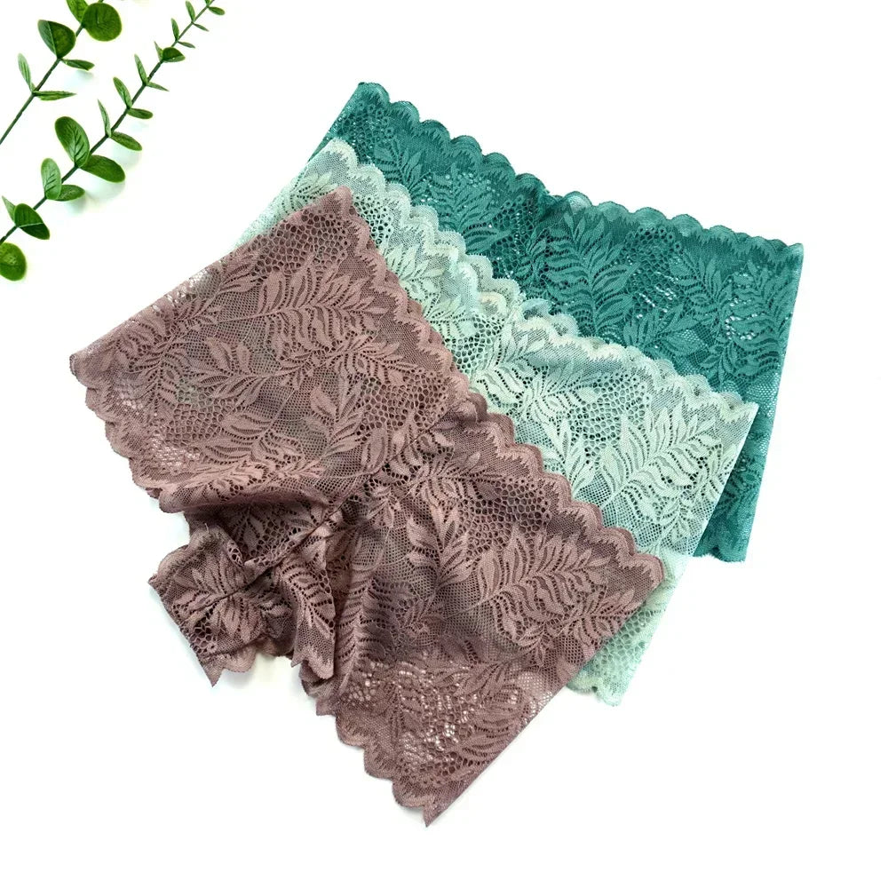 NEW Arrivals S-XL 3pcs Sexy Women Boyshorts Panties Plus Size Full Lace Boxer Seamless Mid Waist Transparent Mesh Shorts Female Underpants
