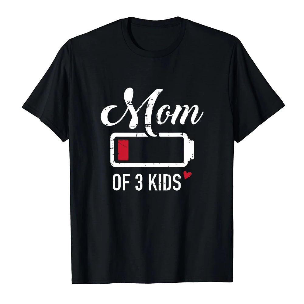 NEW Arrivals S-4XL *Mom of 3 Kids-Mom of 2 Boys* Battery Strip Women's T-Shirt Summer Short Sleeved Fashionable Mother Plot Gift Ladies Streetwear Casual Apparel Accessories