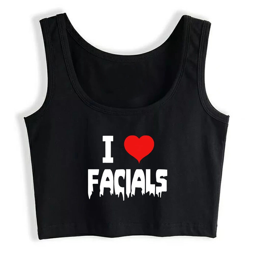 NEW Arrivals S-2XL 3 Colors I Love Facials Design Cotton Sexy Slim Crop Top Women's Humor Flirtatious Style Tank Tops Swinger Funny Naughty Camisole