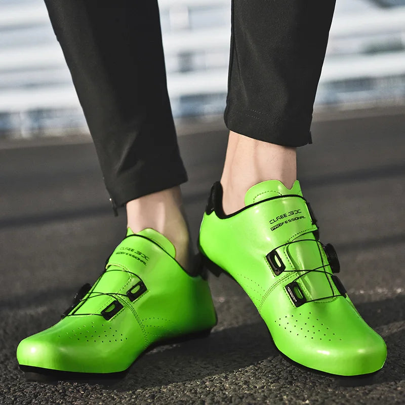 Green Road Bike Shoes Mens Cycling Shoes Quick Ratchet Buckle Compatible with SPD System Pedal Outdoor Women Red Cyclling Shoes