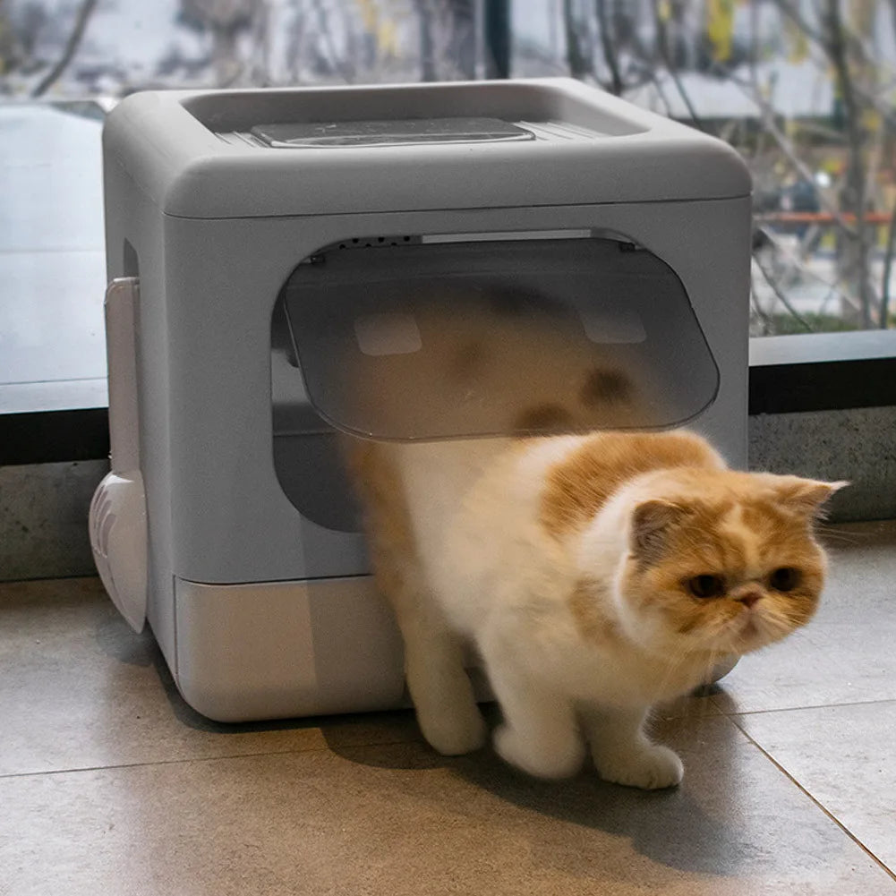 NEW Arrivals Full Enclosed Cat Toilet Litter Box in Grey Color Pets Cleaning Accessories