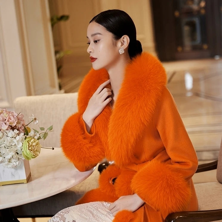 NEW Arrivals 6 Colors Set Women Winter 100% Natural Fox Fur Scarf Jacket Fur Collar Authentic Neck Scarves And Cuff Set Luxury Fox Fur Warm Neck Warmers Ladies Luxury Fashion Apparel Accessories