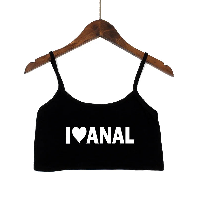 NEW Arrivals 5 Colors Women's Crop Top New Anal Love Heart Summer Sexy Elastic Cotton Camis Sleeveless Short Tank Top Bar Hot Tops for Women Summer Beach Bar Streetwear Tops