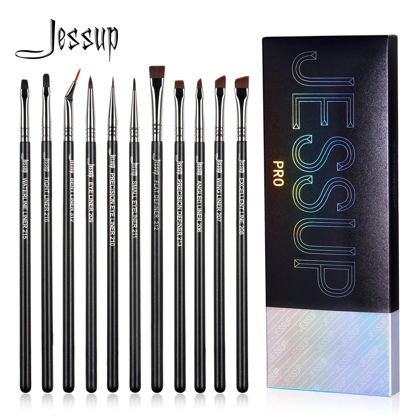 Jessup Eyeliner Brushes set,11pcs Eyeliner Brush Professional,Tapered Angled Flat Ultra Fine Precision Eyeliner Brush set T324