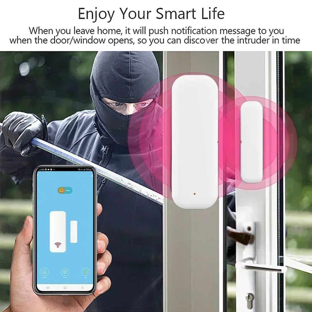 NEW TUYA App Alexa Wi-Fi Door Sensor Window Sensor Smart Home Wireless Door Detector Smart Life APP Remote Control for Alexa Google Home Office Security Supplies