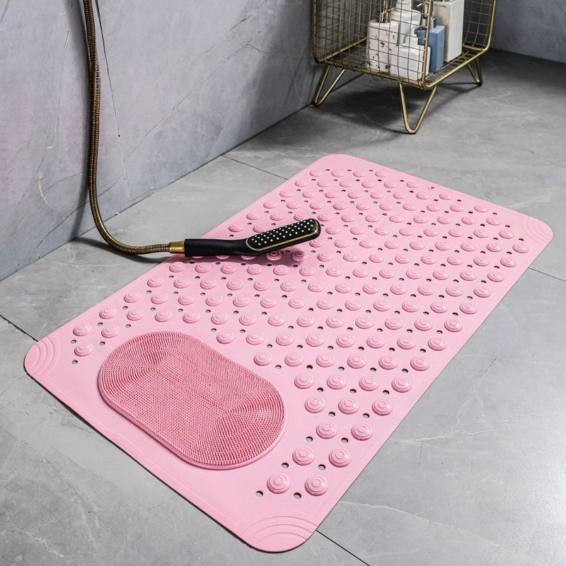 NEW 5 Colors Non Slip PVC Bath Mat with Suction Cup Massage Bumps Quick Dry Bathroom Rug Shower Safety Carpet Strong Drainage Bathroom Carpet