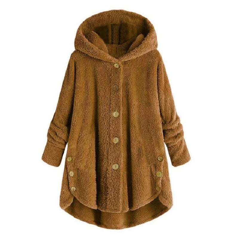 Plus Size Fashion Trend Autumn and Winter Press-pleated Printed Turn-Collar Long-Sleeved Shirt Two-piece Furry Coat
