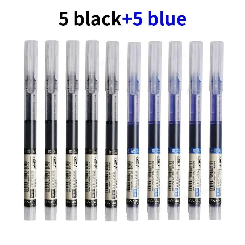 10Pcs/Set High Quality Needle Type Professional Gel Pens Straight Liquid Ballpoint Pen Kawaii Stationery School Office Supplies Writing Accessories