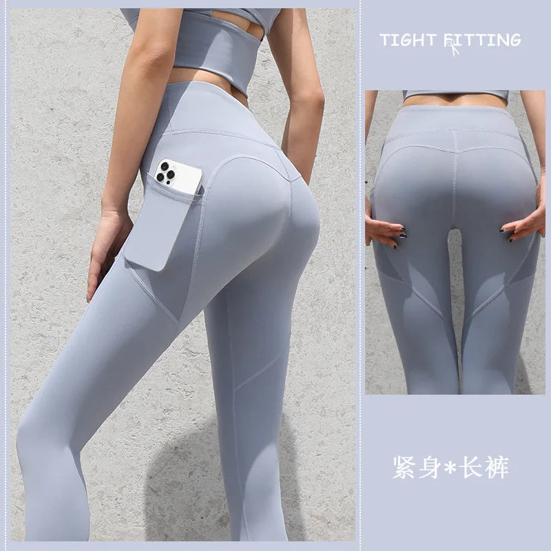 NEW Arrivals 8 Colors Yoga Pants With Pocket Women Leggings For Fitness Nylon High Waist Long Pants Women Hip Push UP Tights Women Gym Clothing
