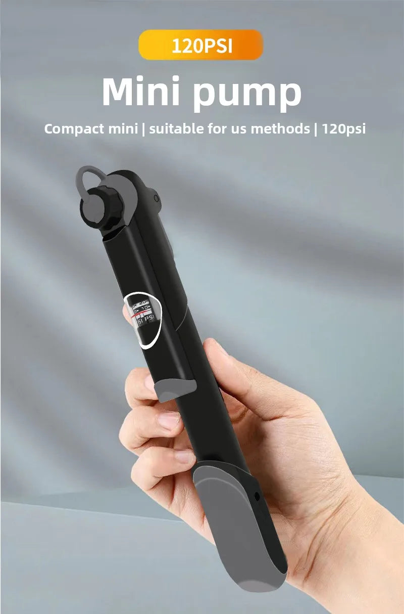 NEW Arrivals Bicycle Mini Pump Battery Car Mountain Bike Road Bike Portable Beauty Mouth French Mouth Air Pump Outdoor Riding Equipment Bicycle Parts Accessories