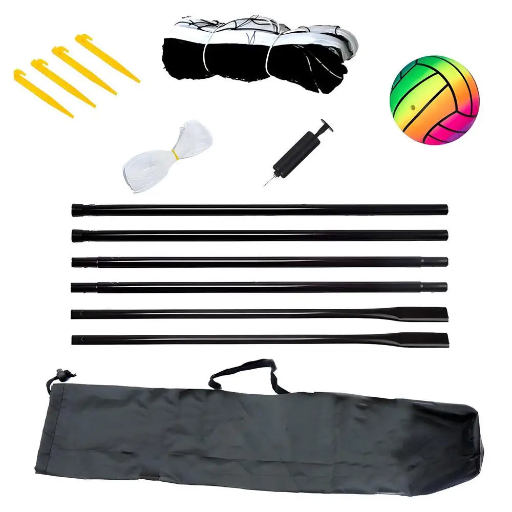 NEW Arrivals Professional Set Volleyball Kit Net Heavy Duty Sports Net Badminton Net Rack Volleyball Nets With Storage Bag + Stands Outdoor Camping Beach Volley Accessories Sports Supplies