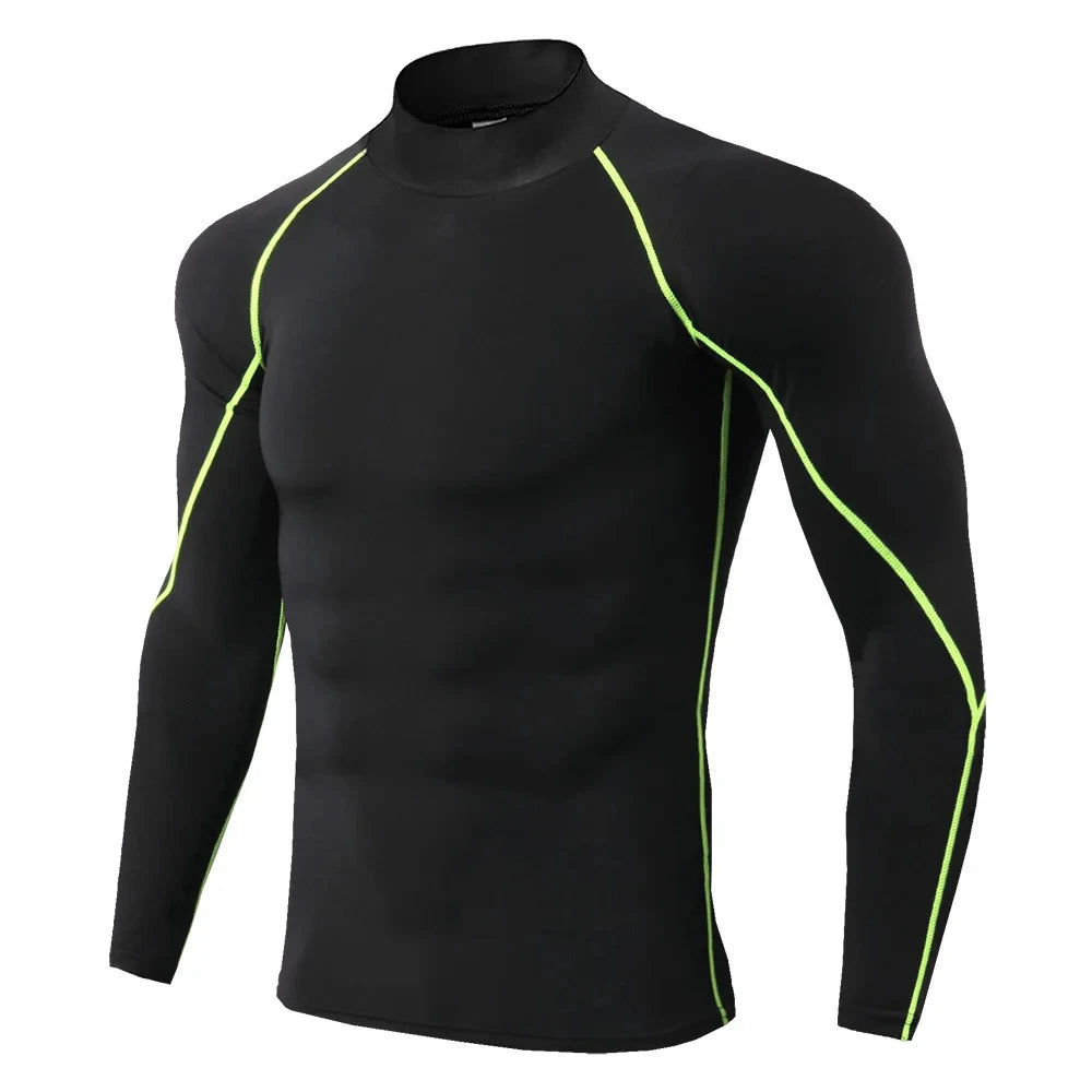 NEW Arrivals S-4XL Plus Size Men Sport T-Shirt Quick Dry Bodybuilding Running Cycling Shirt Long Sleeve Compression Top Gym T-Shirt Men Fitness Tight Blouse Sports Apparel Supplies