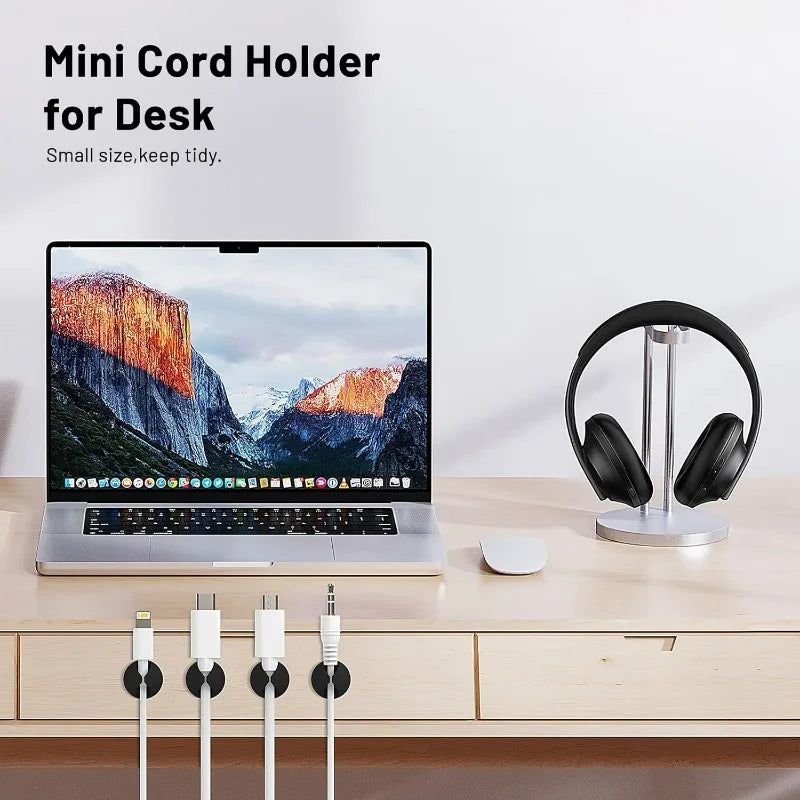 NEW Arrivals 30PCS Set White/Black Color Self-Adhesive Wire Fixer Cable Organizers Cable Holder Silicone Data Lines Desktop Management Compatible Clips Stickers HOME Office