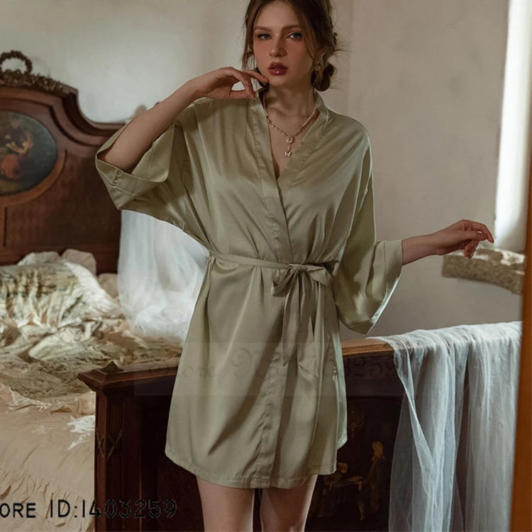 NEW Arrivals 7 Colors Authentic Harajuku Japanese Flower Luxury Kimono Bathrobe Gown Sleepwear Satin Bride Wedding Long Robe Dress Nightgown Spring Female Ladies Luxury Lingerie Fashion Apparel Products