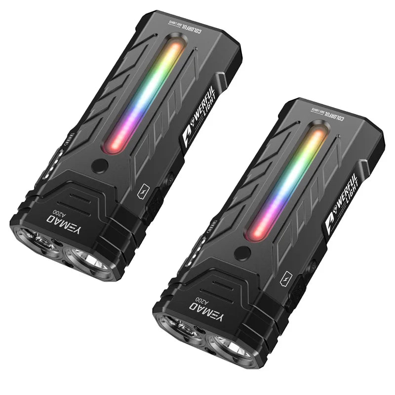 NEW Arrivals 2PCS Set 5200LMS Innovative Multi-Functional Portable LED Flashlight with Magnetic Torch, Perfect for Hiking Camping Adventures