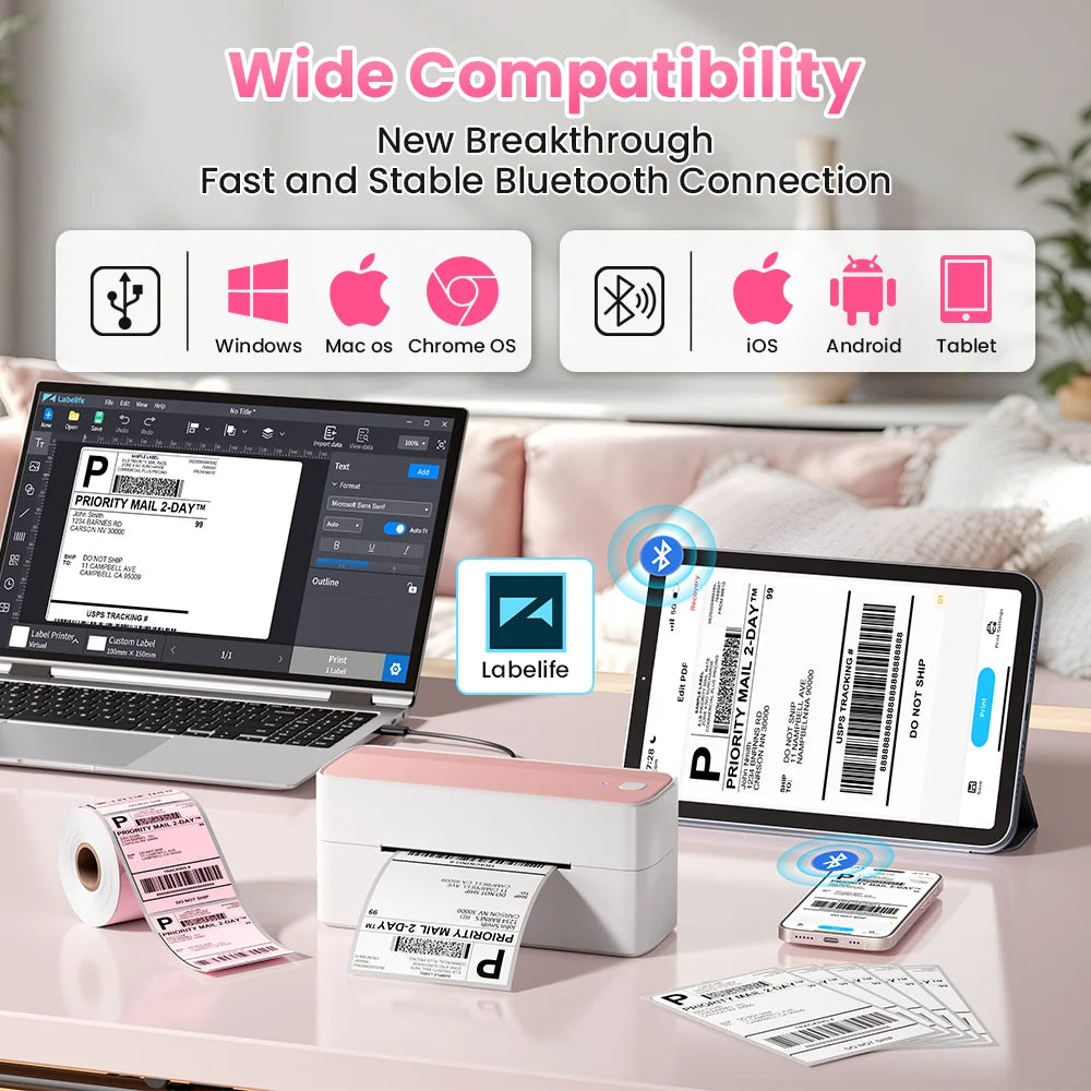 BRAND NEW Original PHOMEMO Wireless Printer 241 Bluetooth Thermal Label Printer Small Shipping Label Printer 4X6 Compatible with iPhone Android Mac Windows Home Office Business