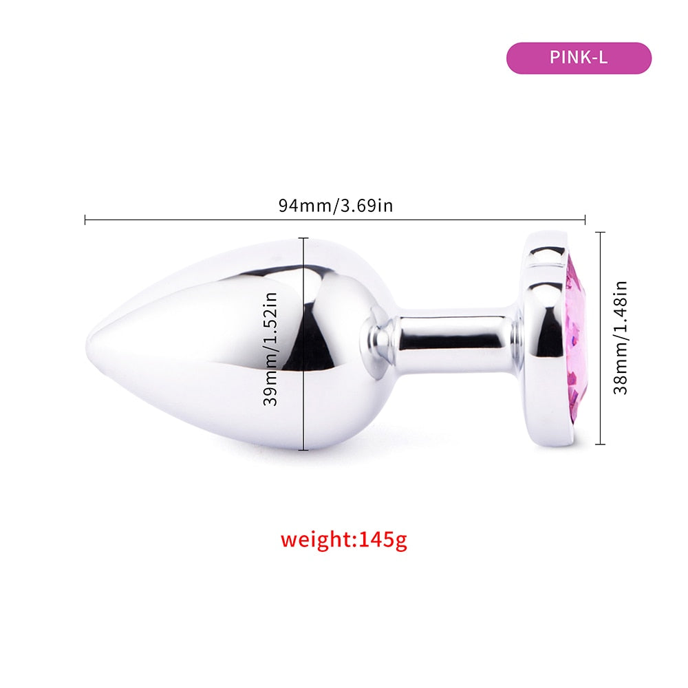 3 Sizes Anal Plug Mini Heart Smooth Metal Stainless Steel Crystal Butt Plug Stimulator Smaller Anal Sex Toys For Men Women Anus