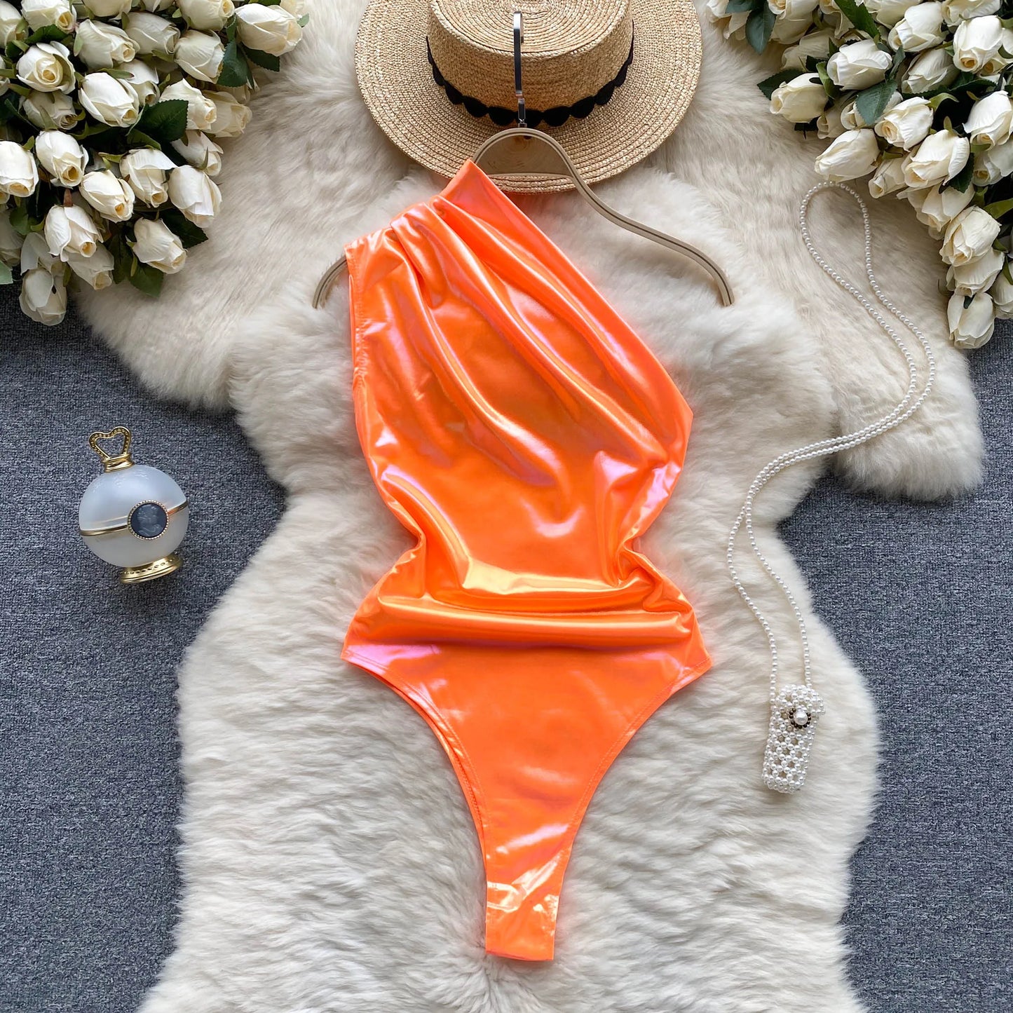 Fashion Beach Bikini Playsuits Women One Shoulder Slim Open Crotch Sexy Swimsuits Autumn Winter Backless Sensual Bodysuits Hotsw