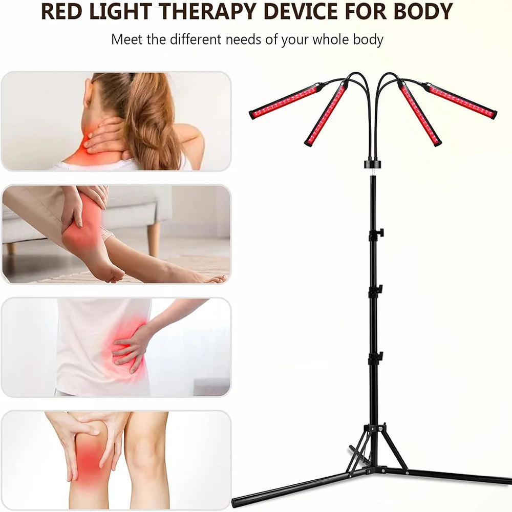 NEW Arrivals 4 Head Set Red Light Therapy Lamp Infrared Light W/Timer Adjustable 660nm 850nm Near Infrared Light for Body Pain Relief Skin Care Health Care Supplies