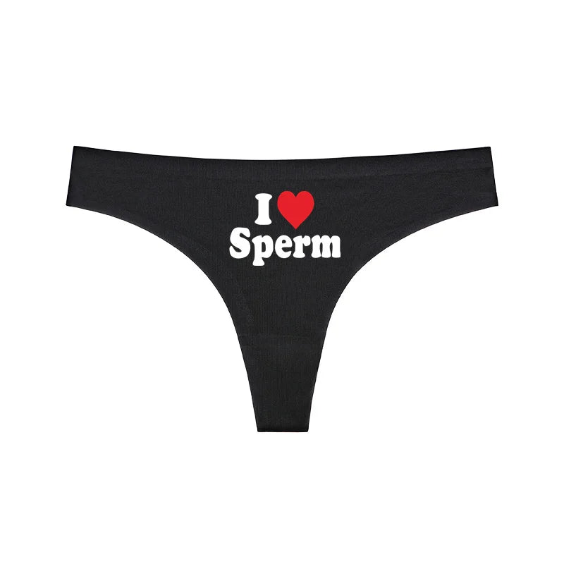 NEW Arrivals *I LOVE SPERM* Women Sexy Thongs Lingerie G-String Plus Size Temptation Panties Underwear Sexy Accessories for Woman