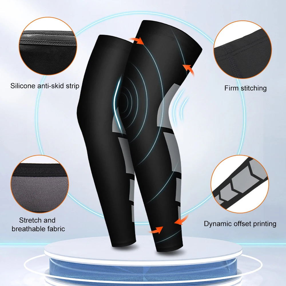 NEW Arrivals Leg Compression Sleeves, Full Leg Sleeve Long Knee Brace Knee Support Protect Basketball Football Volleyball Cycling Men Women Sports Apparel Accessories