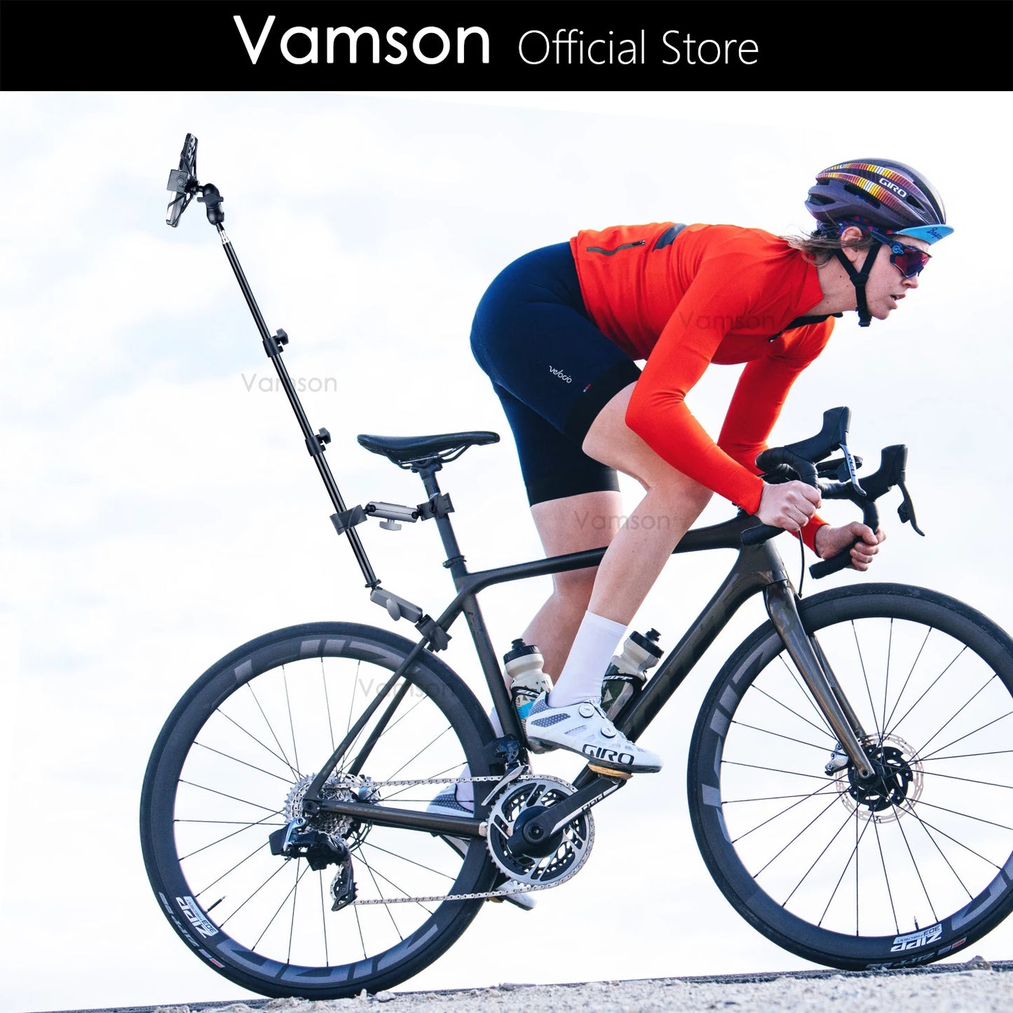 NEW Arrivals Front Rear Riding Bicycle Mobile Phone Telescopic Selfie Stick Monopod Bracket for GoPro 11 Insta360 iPhone Smartphone Accessories