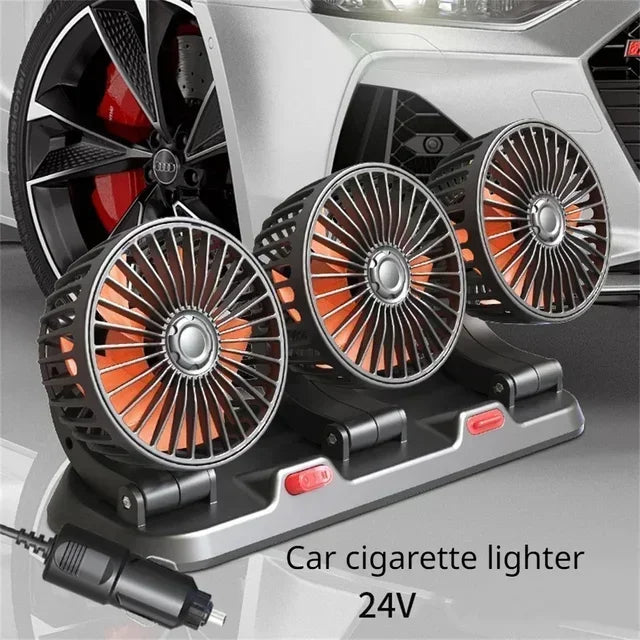 NEW Design 360° Rotating Three Heads Car Cooling Fans Portable Home Office Powerful Wind Speed Whirlwind All Vehicles USB Car Cigar Charging Perfect Summer Days Air Cooling Supplies