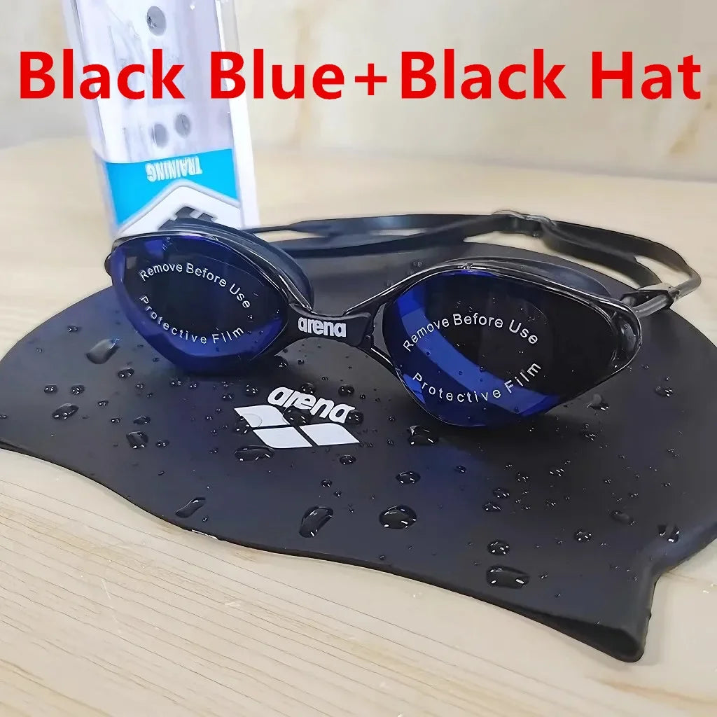 NEW Arrivals 100% Original ARENA 2PCS Set 9 Colors Professional Waterproof and Anti-Fog High-Definition Adult Swimming Goggles Silicone Swim Cap Women Men Swimming Accessories Sports Supplies