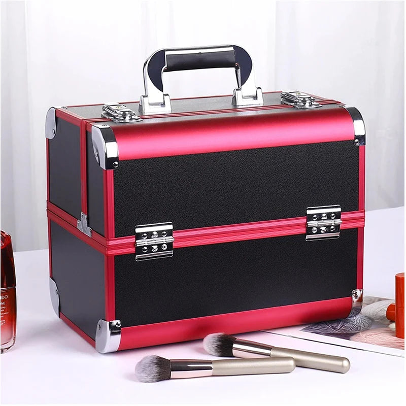 NEW Arrivals 8 Colors Make-Up Train Case Aluminum Alloy Case Pedicure Tool Box with Handle Cosmetic Box Portable Makeup Case Organizer