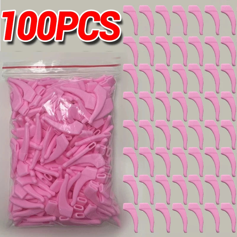 100 PCS Set Anti-Slip Silicone Ear Hooks Glasses Eyeglasses Leg Elastic Ear Grip Stopper Bracket Fastener Accessories Temple Anti-Fall Eyewear Holder Women Men Optical Accessories