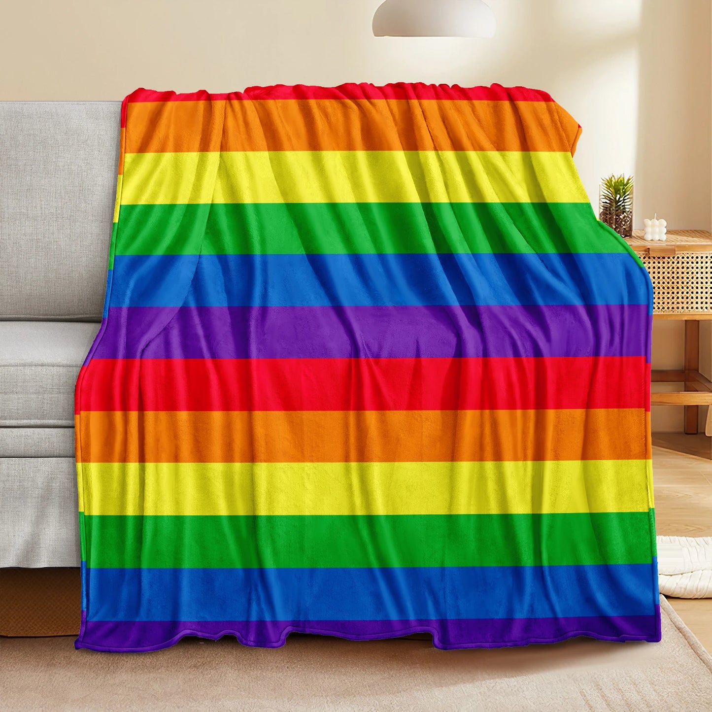 Microfiber Rainbow Blanket Super Soft Throw Blankets For Bed Sofa Bedspread Decorative Camping Picnic Winter Warm Blanket