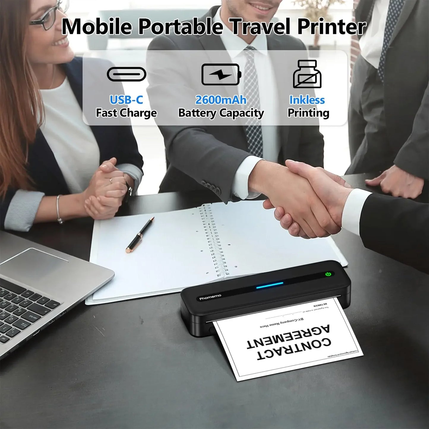 Original PHOMEMO Inkless Printer M832 Portable Printer Wireless Bluetooth Thermal Printer Support Letter A4 5-Size Thermal Paper Mobile Photos Document Office Business Printer