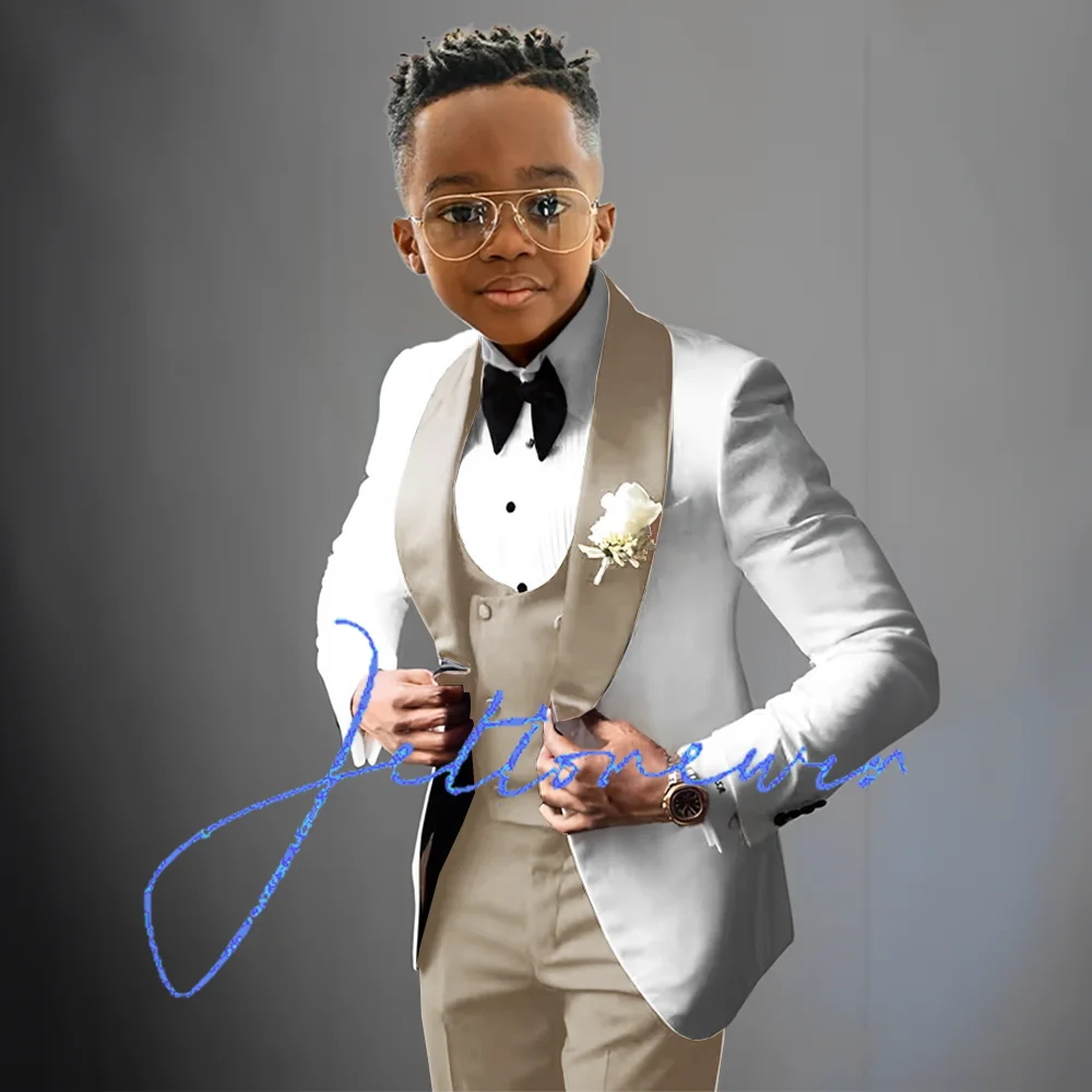 NEW Arrivals 3Pcs Set 5 Colors Luxury Suit for Boys Wedding Tuxedo Kids Formal Jacket Pants Vest Custom Outfit Classic Clothes 2-16 Years Old Boys Luxury Fashion Apparel Supplies Clothing Products