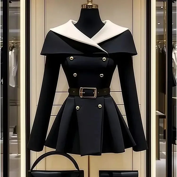 NEW Arrivals UK S-XL Size Elegant Black Jacket Women Autumn Spring Outfits French Fashion Outerwear Mid Length Coats Office Lady Formal Overcoats Female Chic Y2K Luxury Fashion Clothing Supplies