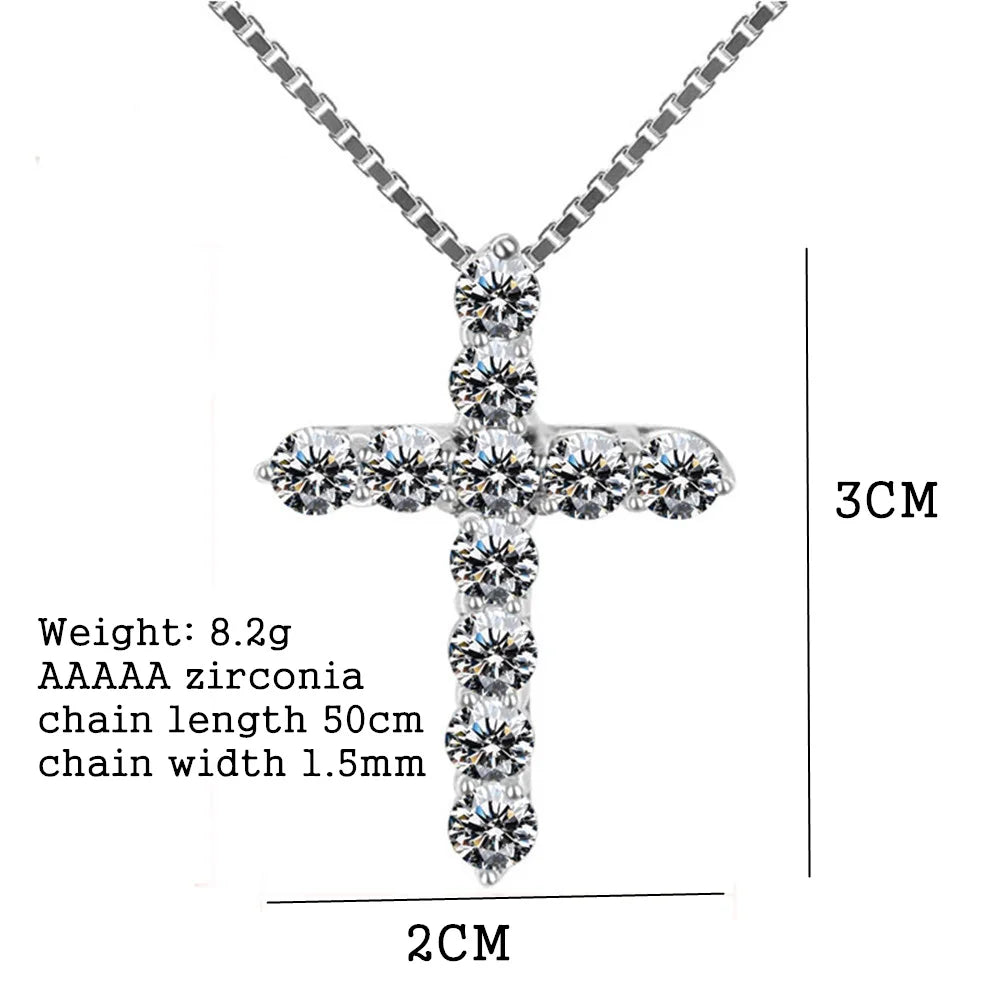 16-24inches 925 Sterling Silver Necklace Box Chain Shinny Crystal Classic Cross Pendant For Women Men Fashion Jewelry Gifts