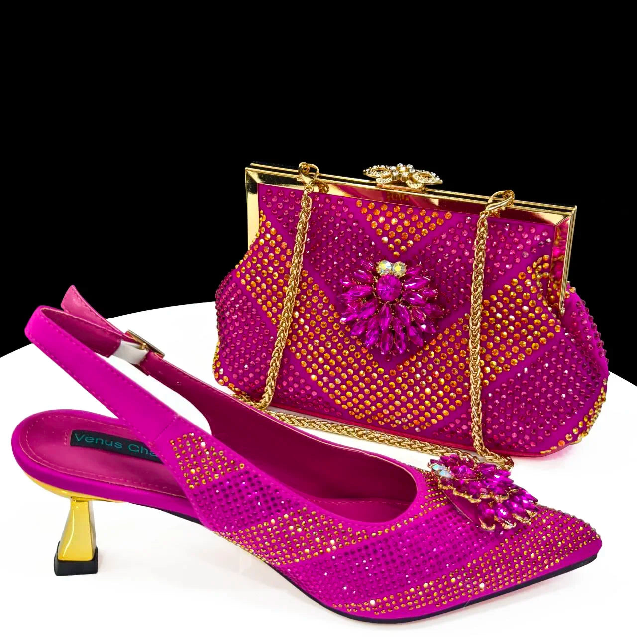 NEW Arrivals 8 Colors Italian Design Rhinestone Luxury Wine Colour Pointed Toe Shoe & Bag Matching Set Women's High Heels Night Club Business Dinner Evening Wedding Birthday Party Ladies Luxury Fashion Apparel Accessories Set
