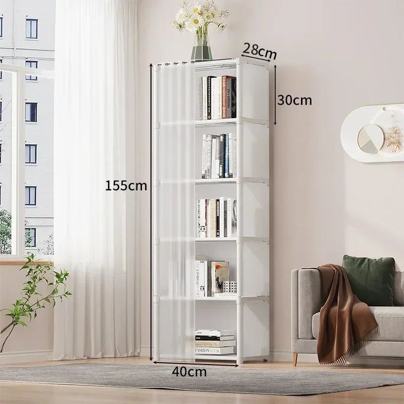 5 Layers Dustproof Wardrobe High Capacity Partition Bookshelf Bedroom Open Simple Assembly Storage Cabinet Bedroom Furniture